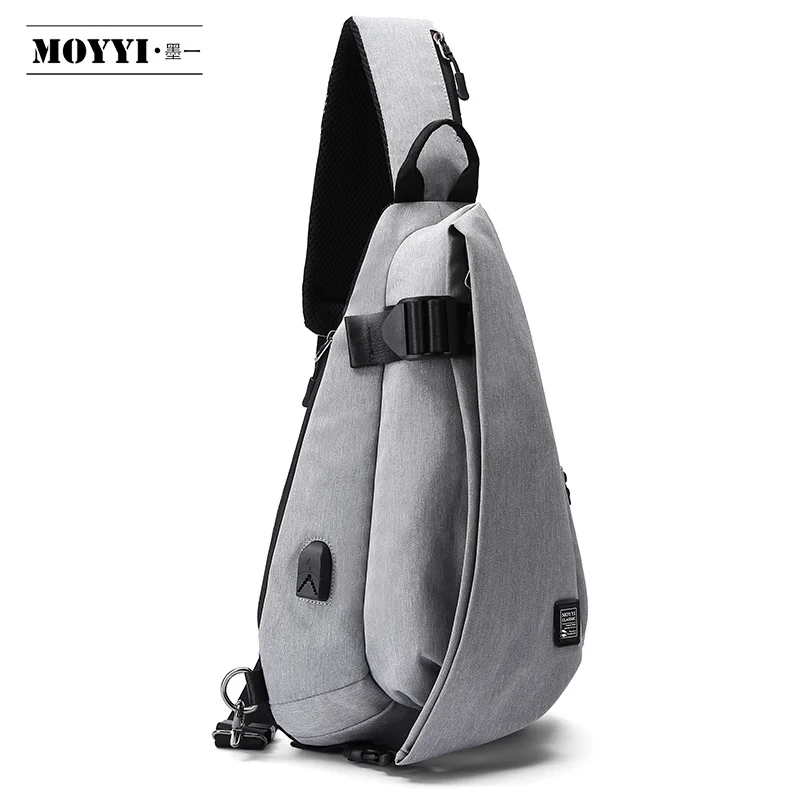 

MOYYI 2019 New Fashion Crossbody Bags for Men Messenger Chest Casual Bag Waterproof Single Shoulder Strap USB Charging Pack