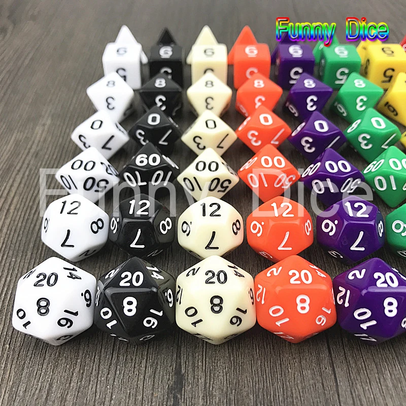 

DND Dice New 7pcs/set High Quality Colorful Dice Set D4,D6,D8,D10,D10%,D12,D20 dungeons and dragons,novelty RPG Digital Dice