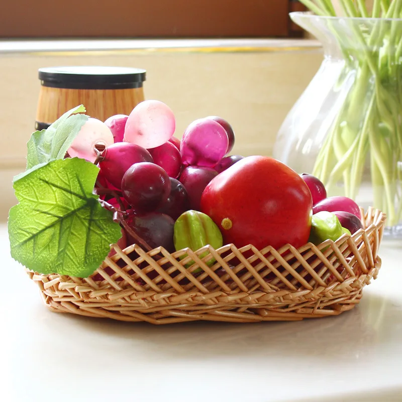 Wicker Willow Weaving Rattan Oval Fruit Bread Vegetables Display basket Storage Basket Box Cosmetics Snacks Tea Book Organizer