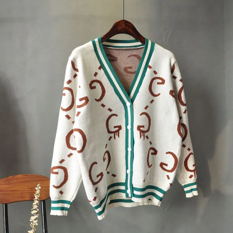 

2019 Spring autumn Female Cardigans Sweater Cardigan Long Sleeve Knitted V-neck Loose Single-breasted feminina Outwear aa1042