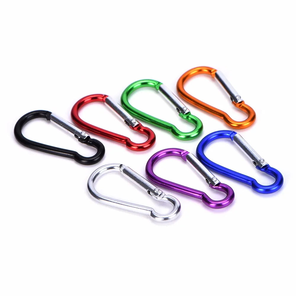 10Pcsset Aluminum Spring D Carabiner Snap Hook (7)