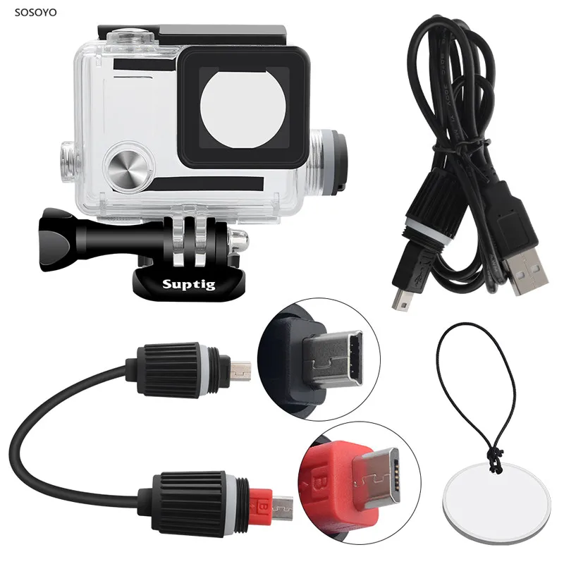 Charger Waterproof Case 50m Underwater Chargering shell Housing For Gopro Hero 3+ 4 5 6 7 Black Action Camera Accessories (1)