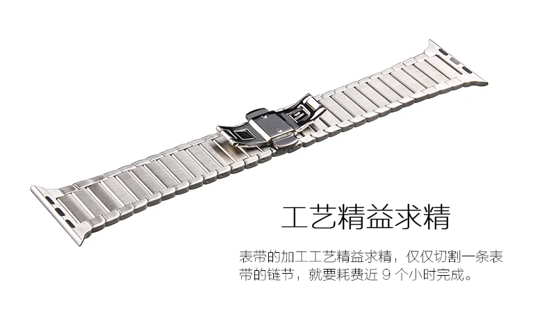 Ремешок из нержавеющей стали с застежкой-бабочкой для Apple Watch 5, 4, 3, 2, ремешок для браслета 38 мм, 40 мм, 42 мм, 44 мм, браслет iWatch