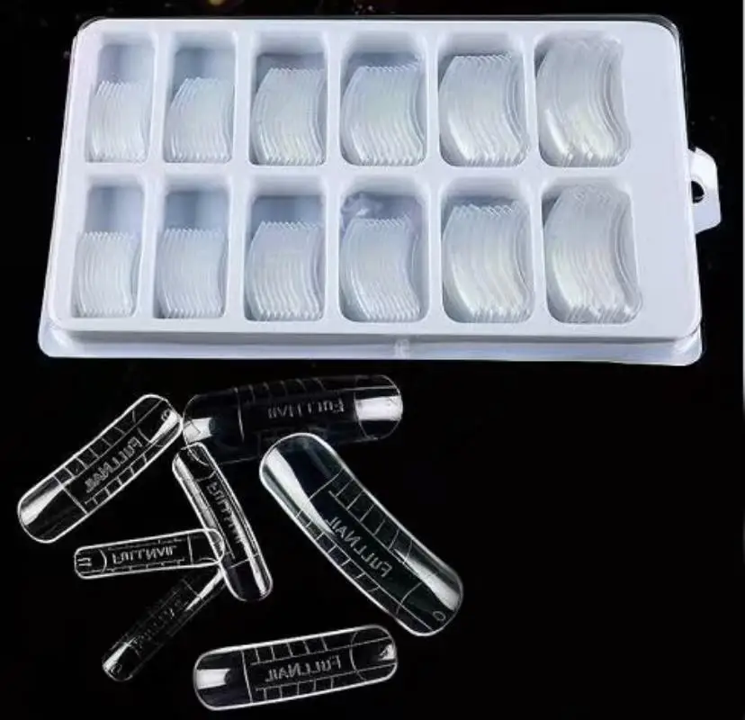 Shellhard 120pcs/box Professional Dual System Nail Form 12 Sizes Clear Dual Nail Forms Mold Model False Nail Tips Nail Tools