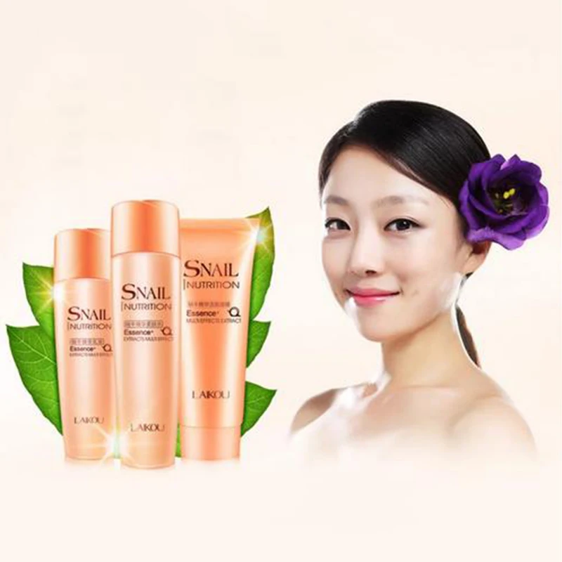 LAIKOU 3 шт./лот набор для ухода за кожей лица с улиткой в том числе Snail Essence глубокое