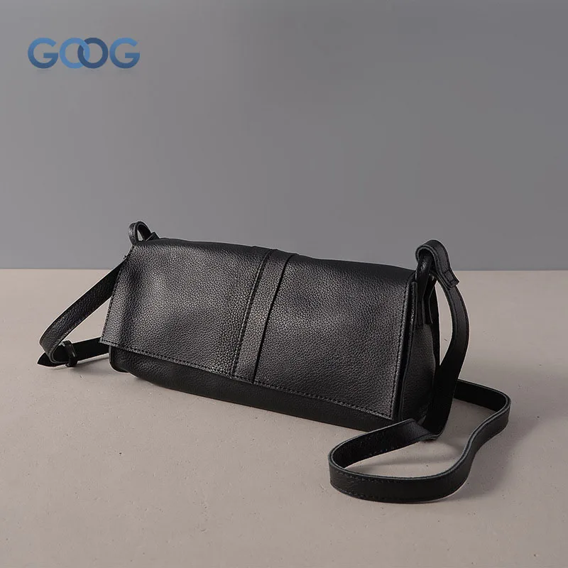 

New Korean Fashion Casual Shoulder Skip Cover Style Small Square Bag First Head Cowhide Solid Lychee Pattern Messenger Bag