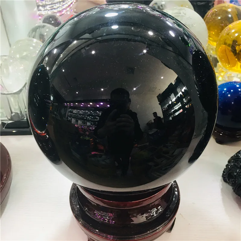 5 см-20 см+ подставка натуральный черный обсидиан Сфера Большой Хрустальный шар Целебный Камень+ Пьедестал