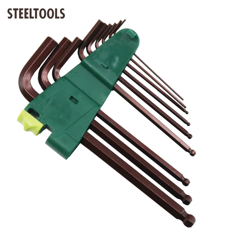 

STEELTOOLS Prefessional 9pc METRIC S2 Extra Super Long Ball End Hex Keys Wrench Tool Set in Plastic Holder Free Shipping
