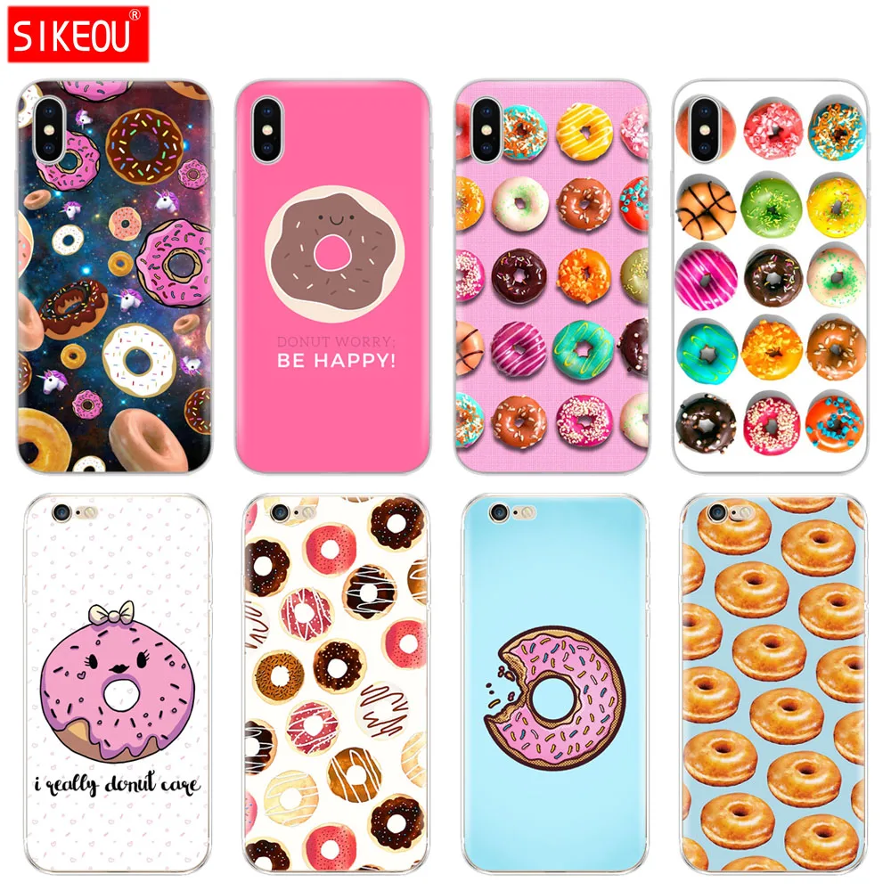 Силиконовый чехол для телефона Iphone 6X8 7 6s 5 5s SE Plus 10 XR XS Max милый с пончиком