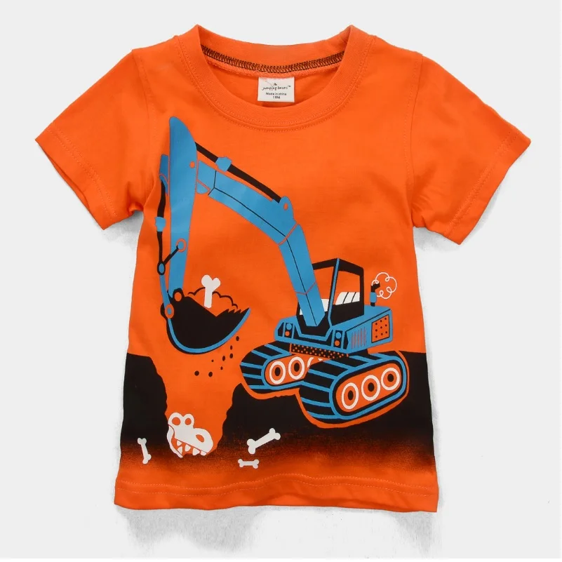 Hooyi 2018 Digger Boys Clothes Shirts Kids T Shirts Baby Boys Tee