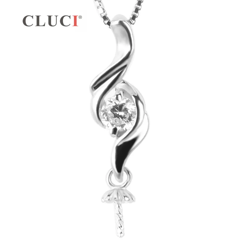 

CLUCI 3pcs wholesale Silver 925 Zircon Women Pendant for Women Jewelry Making 925 Sterling Silver Pearl Pendant Mounting