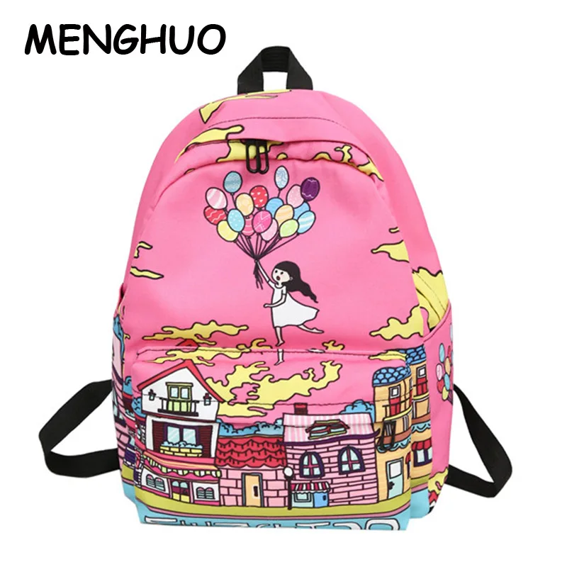 

Oxford Cloth Cartoon Print Ladies Backpack Autumn 2018 New Fashion High Quality Student Bag Leisure Travel Bag