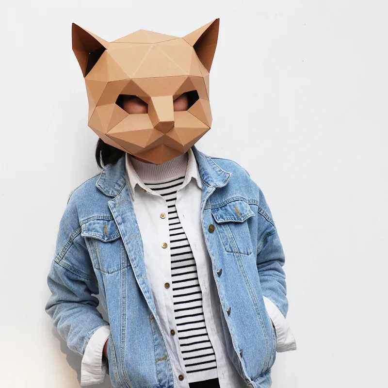 

3 color Cats paper DIY material manual creative Head Mask Party Masquerade show props lovely tide Toys Gift For Kids