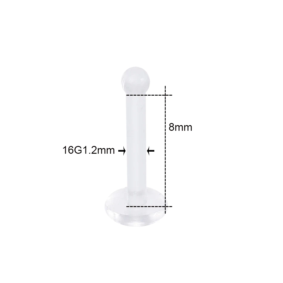 5 шт./лот био гибкий акриловый прозрачный нос винт кольца шпильки бровей Пирсинг хряща Лабрет Фиксатор Бар губ пирсинг ювелирные изделия