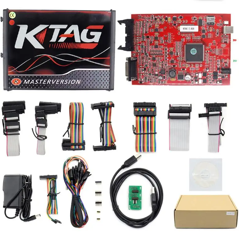 Профессиональный KTAG V2.13 FW V7.020 KTM100 K-TAG ЭБУ программирования инструмент KTAG неограниченное маркер ЭБУ прошивка - Цвет: KTAG Full Red