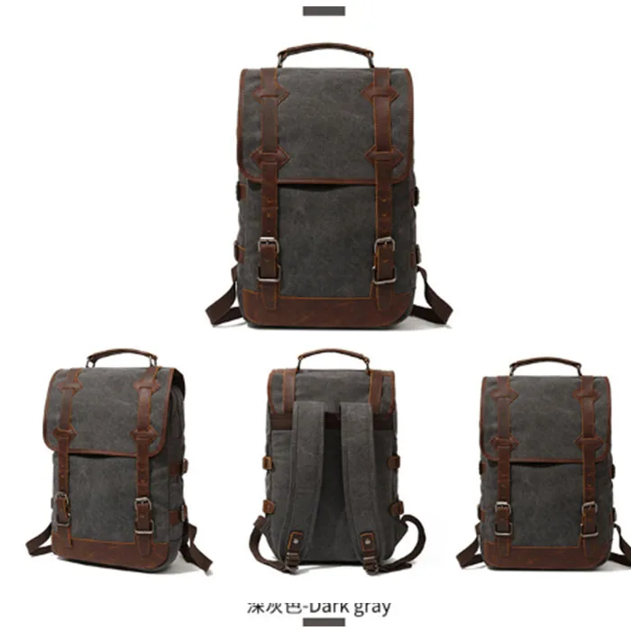 gray Vintage Canvas Backpack Women Men Bookbags Student School Backpacks for Teenagers Travel Bags grey/armygreen/khaki/black