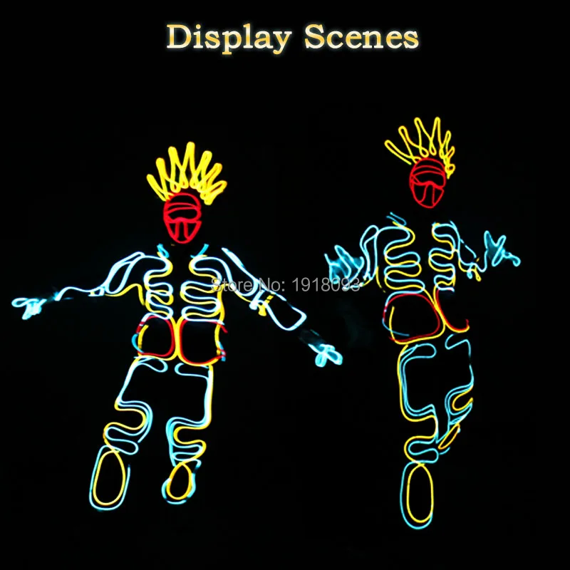 

New Style DIY EL wire Costume Party decoration light up Flashing El Cloth Holiday Glowing Props