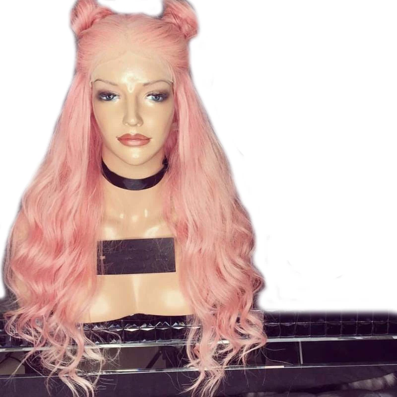 

Charisma Synthetic Lace Front Wigs Body Wave Heat Resistant Pink Color Wigs 24 Inch Glueless 150% Density Wigs For Black Women