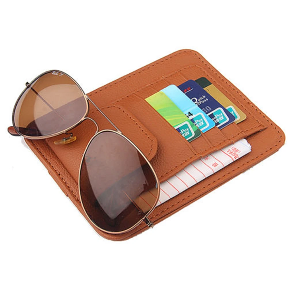 

Car Sun Visor PU Leather Sunshade Organizer Storage Sunglasses Card Holder Car Accessories Visor Card Storage Sun Visor