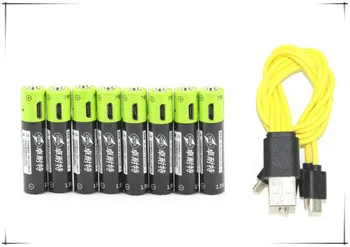 

8pcs/lot ZNTER BATTERY 1.5V AAA 400AWH USB Rechargeable lithium battery+1USB cable flash toy mouse battery
