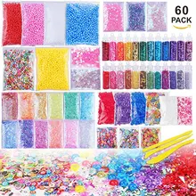 60 Pack Slime Supplies Making Kit Charms Slime płaskie koraliki kolorowe perłowe piankowa piłka miękka ceramika dla dzieci DIY Craft prezent