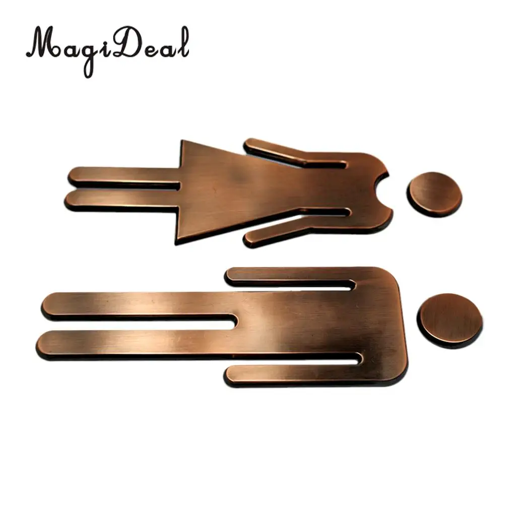 MagiDeal Man&Woman WC Stickers Toilet Signs Restroom Washroom Signage Plaque Bronze Long Lifespan