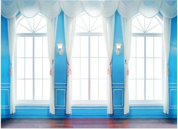 

10x10ft vinyl photography backdrop vinyl backdrops for photography vintage photography background blue window curtains k-2560