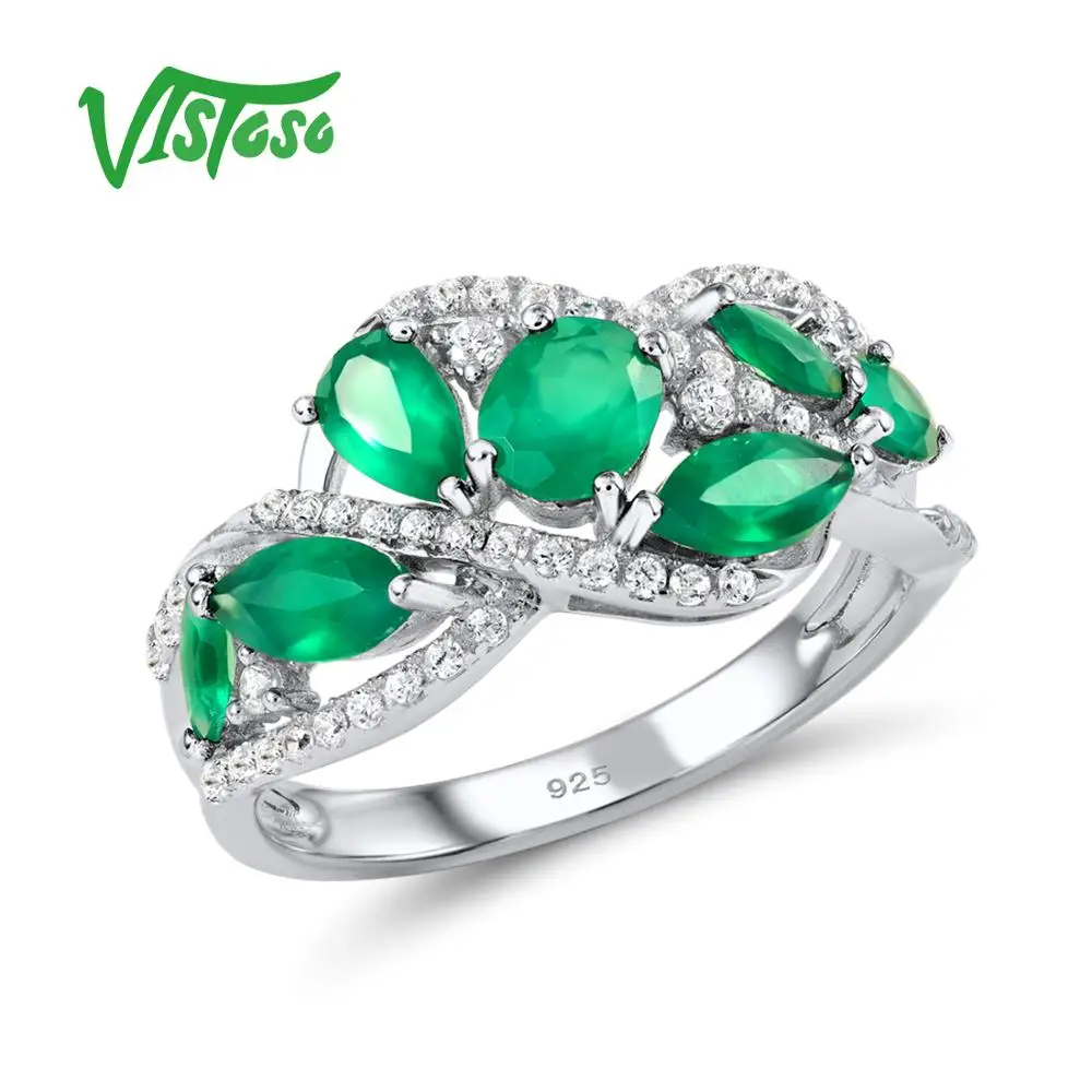 

VISTOSO 925 Sterling Silver Rings For Women Gemstone Rings Jewelry girls Fine Jewelry