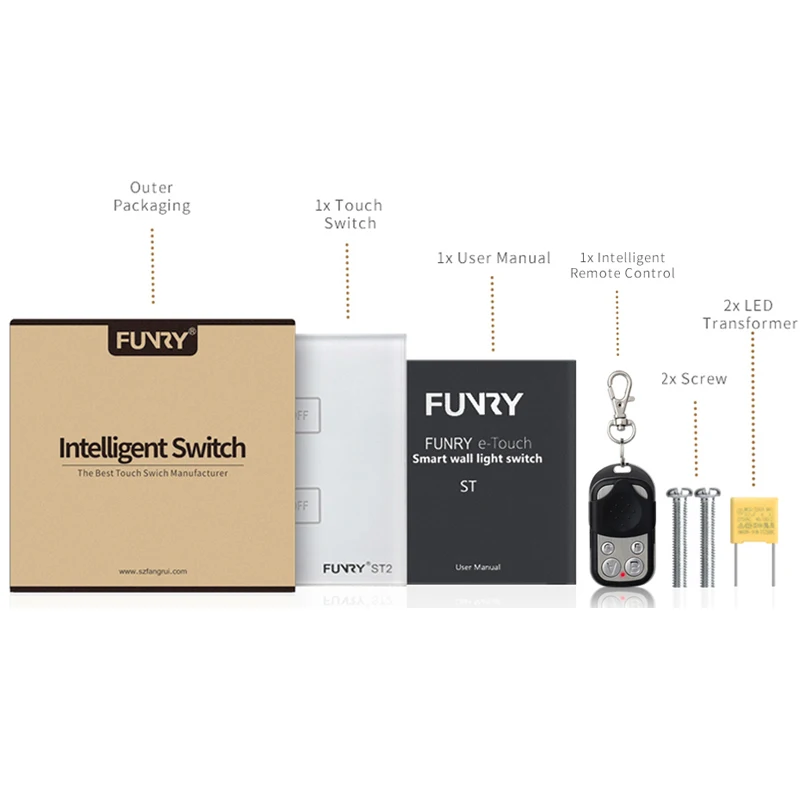 Смарт переключатель Funry EU standard 2 gang 1 way + дистанционное управление Wi Fi/приложение