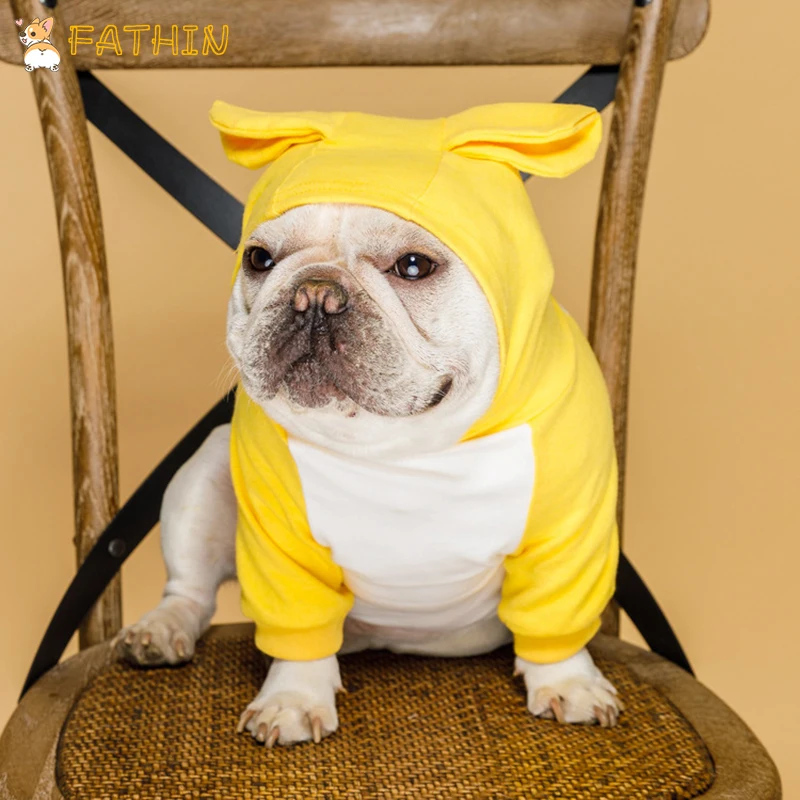 

FATHIN Lovely Dog Baseball Hoodies Embroidery French Bulldog Clothes Small Large Dog Hoodie XS-FB