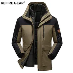 ReFire gear 3 в 1 одежда ветрозащитная осень-зима термальные спортивные куртки для мужчин карман с капюшоном водонепроницаемая походная одежда