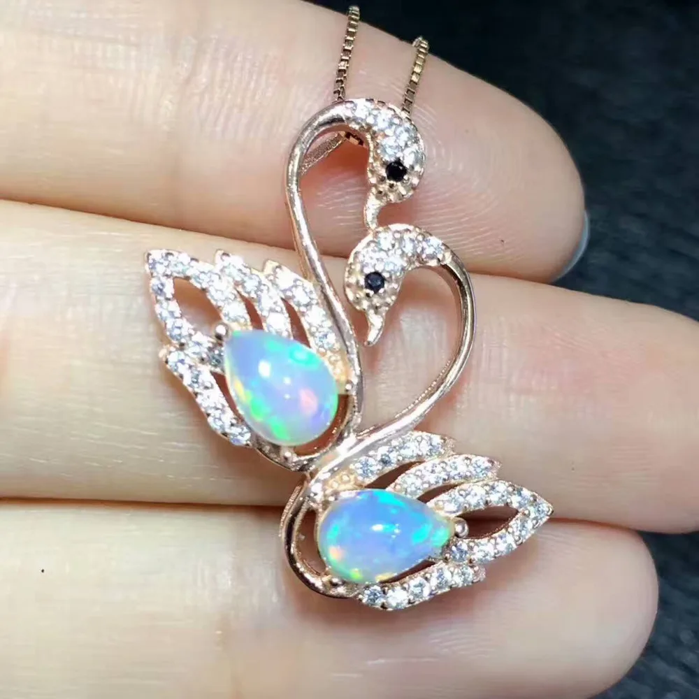 Naturel multicolore opale gem pendentif pierre précieuse naturelle pendentif collier 925 en argent