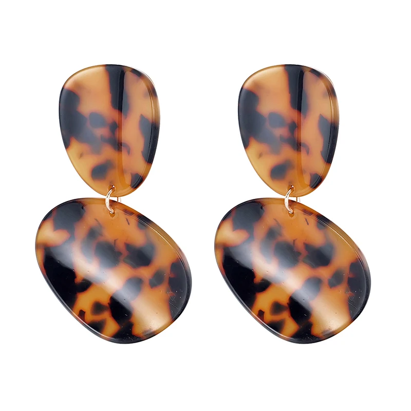 

Fashion Leopard Tortoiseshell Print Eardrop Geometric Acetate Board Acrylic Panel Eardrop Small Cute Simple Woman's Eardrop
