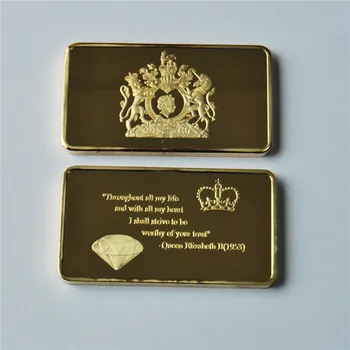 

Queen Elizabeth II of England crown diamond commemorative gold bars lucky coin gift, FREE SHIPPING