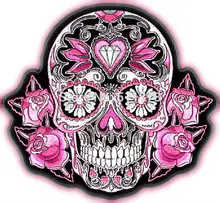 4 sugar skull roses ladies outlaw club rider embroidered
