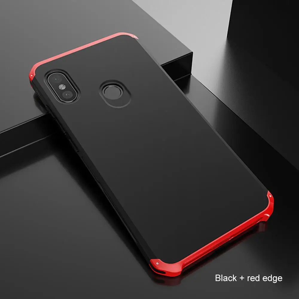 Чехол с металлической рамкой для Xiao mi Red mi Note 5 7 6 Pro 4X роскошный Xio mi 9 8 SE 6 5S Plus Red mi Note 5A 4 Global противоударный чехол mi 8 - Цвет: Black red