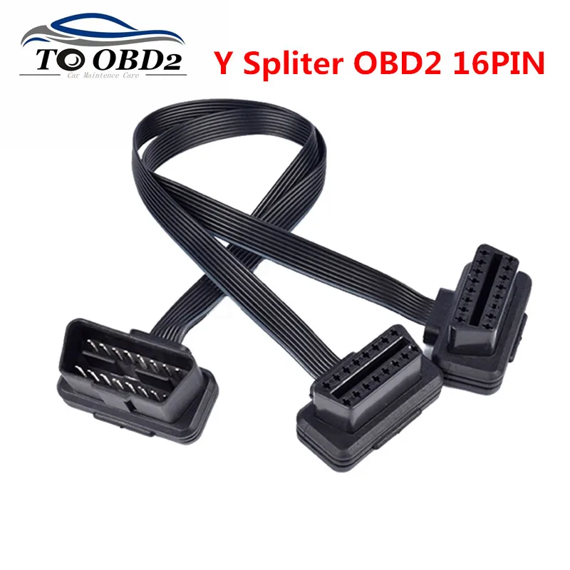 Бесплатная доставка плоский + тонкий как лапша OBDII OBD 2 OBD2 16 Pin ELM327 Мужской Двойной