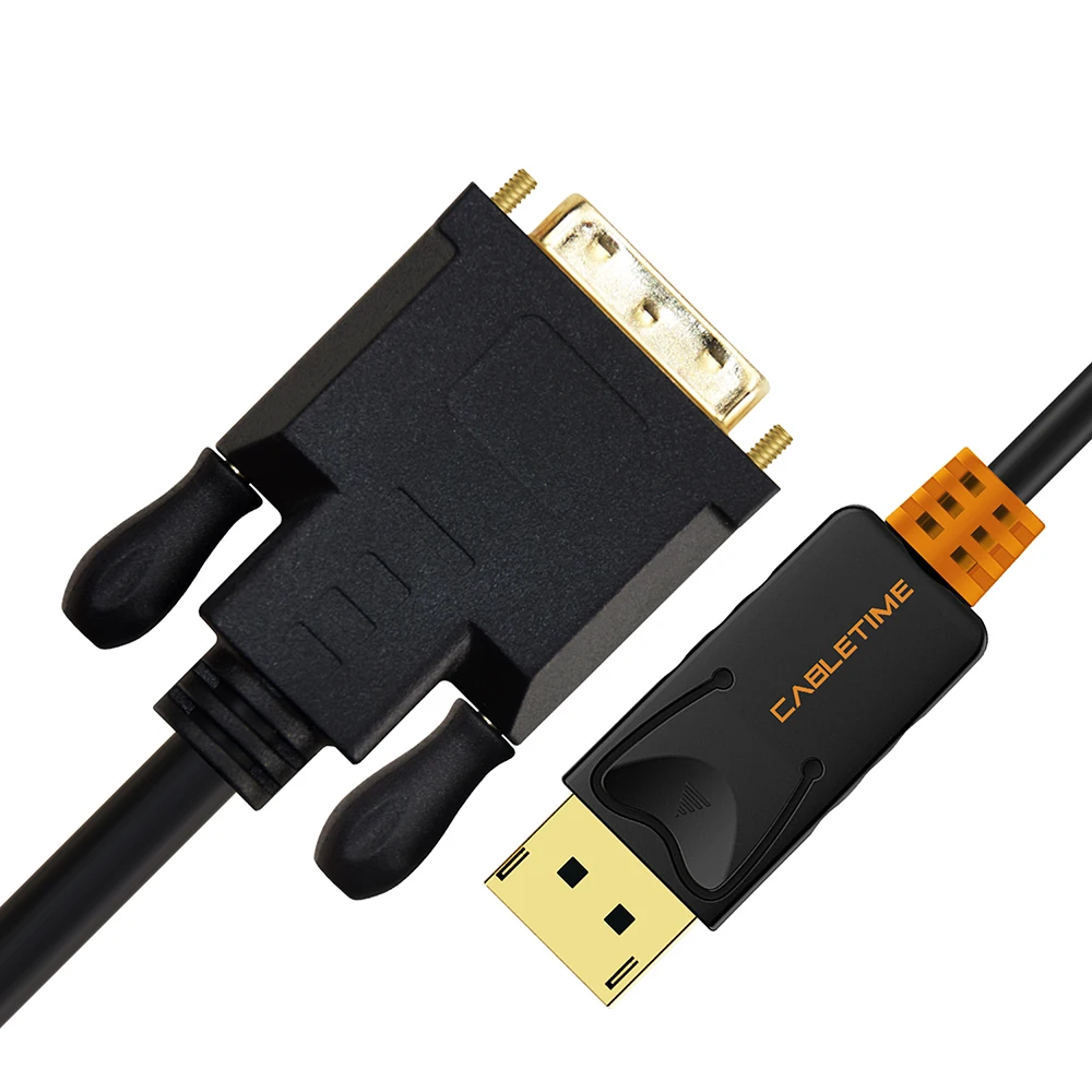 

Cabletime Display Port to DVI Cable 2K 60Hz Converter DP to DVI Connection Cable 1080P 3D 1.2 for HDTV PC Projector