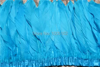 

Free shipping 10 meters turquoise Goose Feather trim turquoise goose feather fringe 6-8"(15-20cm) in width for decor