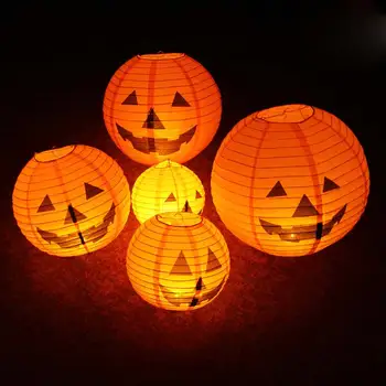 

LED Paper Pumpkin Hanging Lantern Light Lamp Halloween Party Decor Prop Supplies LO88