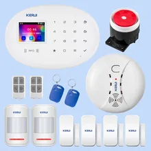 KERUI переключаемая языковая Wi-Fi сигнализация W20 беспроводное приложение для домашней безопасности дистанционное управление 2,4 дюймов экран сигнализация комплект фитингов