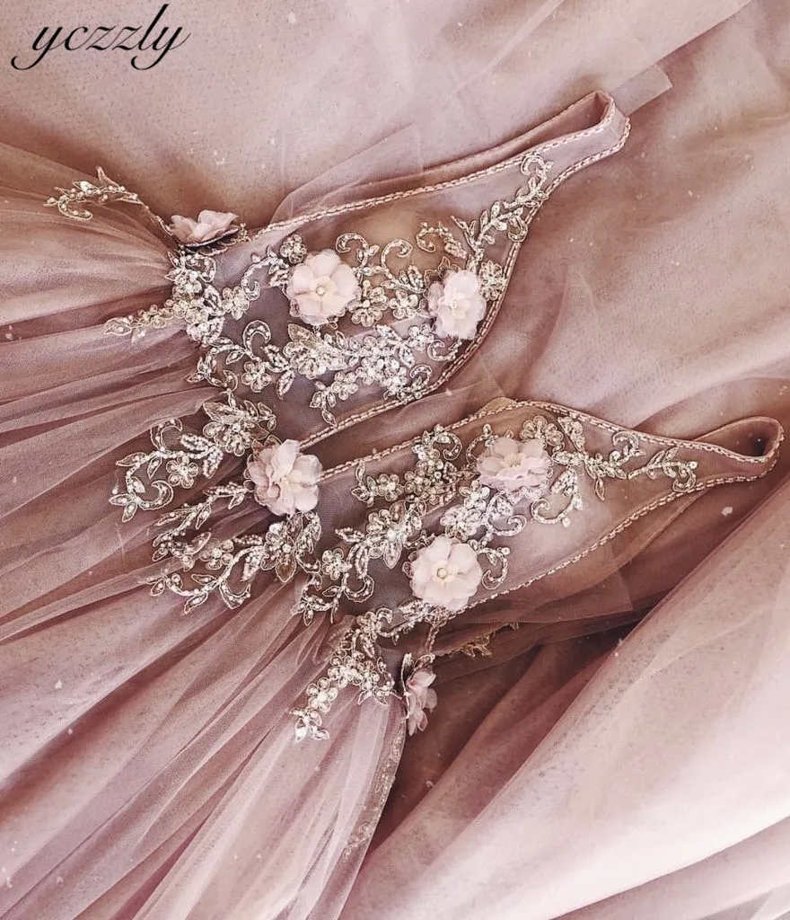 Pink Wedding Dress Sexy A-line V-neck Appliques Flowers Pearls Wedding Gowns Plus Size Long Beach Wedding Dress Robe De Mariee