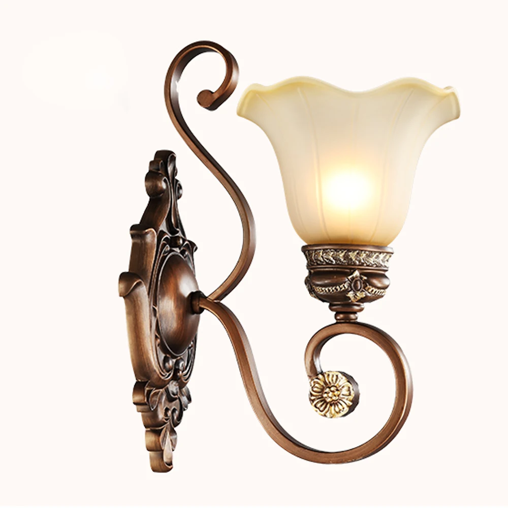 American wall lamp Continental lamp bedroom living room wall sconce balcony aisle single - head wall lamp Iron Retro lighting