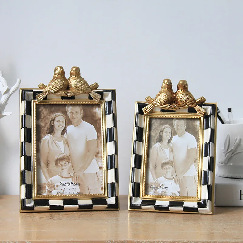 

European Style Photo Frame Resin Birds Carved Frames Couple Wedding Picture Frames For Wall Hanging porta retrato 6/7/8/10 Inch