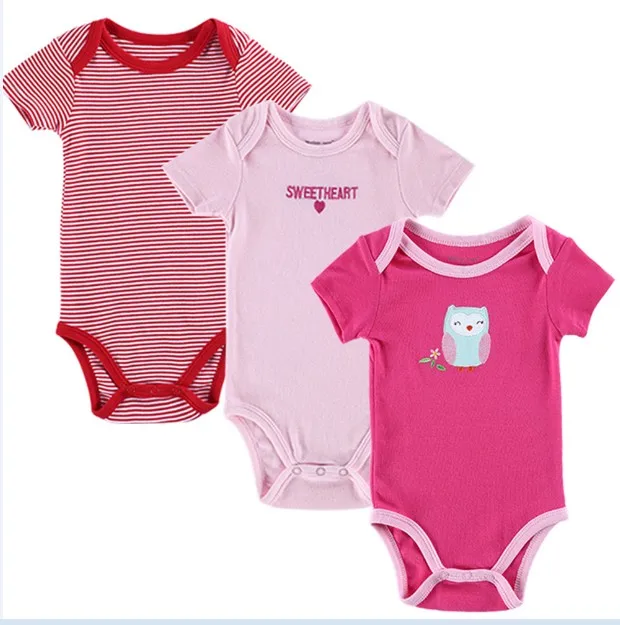 3pcs/set , 100% 0 12M baby Bodysuit Body Suit Baby Clothing Set Summer ...