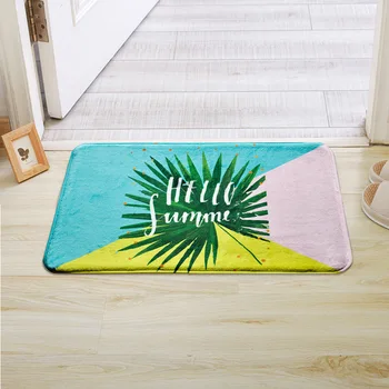 

Simple Modern Leaf Printing Mat Pad Doormat Kitchen Door Absorbent Pad Entrance Bathroom Carpet Mats Anti-slip Living Room Mat