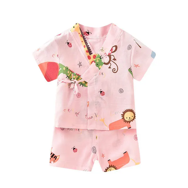 

Children's Japanese Kimono Pajamas Set Baby Boys Girls Summer Sleepwear Kids Kimono Cotton Pyjamas Suits Underwear Clothing Z961