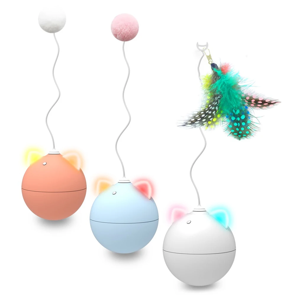 

Cat Feather Toy Automatic Funny Version With Bright Lights Electric Cat Teaser LED Color Changing Lamp Pet Cat Toys Interactive