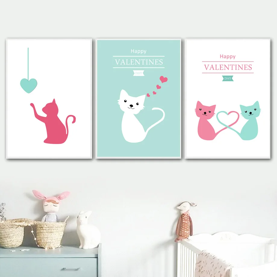 Nordic-Poster-Cartoon-Cat-Wall-Art-Canvas-Posters-And-Prints-Kids-Room-Canvas-Painting-Living-Room