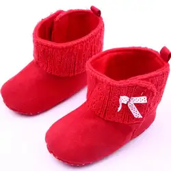 1 пара зима детская обувь малыша Chaussure Дети крючком вязать для новорожденных девочек Теплые сапоги с бантом для малышей Зимние пинетки Bebe